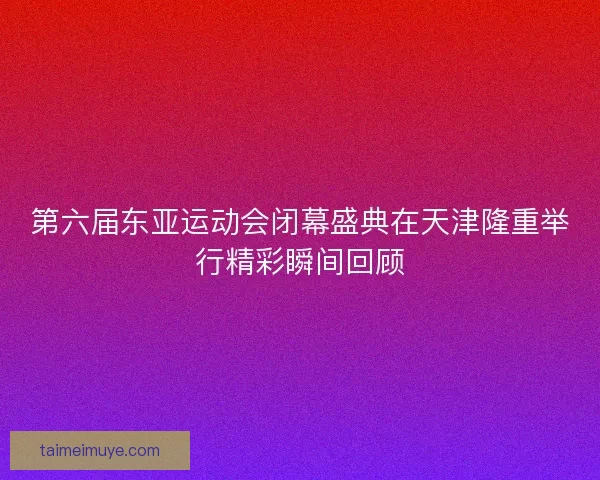 第六届东亚运动会闭幕盛典在天津隆重举行精彩瞬间回顾