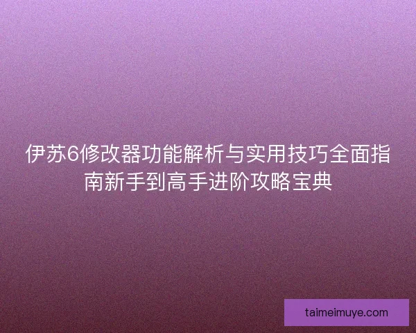 伊苏6修改器功能解析与实用技巧全面指南新手到高手进阶攻略宝典